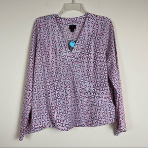 Worthington long sleeve print blouse nwt